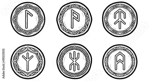 Viking Runes Set, Ancient Norse Alphabet Symbols, Mystical Symbols