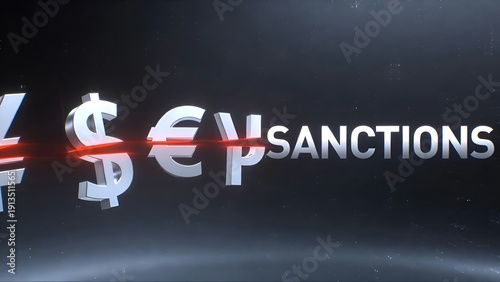 Digital currency symbols and sanctions concept