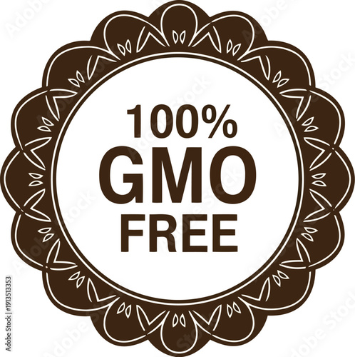 Premium 100 percent gmo free certified seal badge emblem guarantee natural food organic label stamp vector