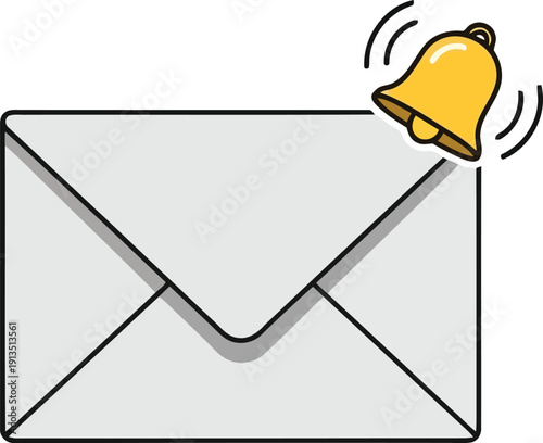 Notification alert email envelope icon message received alerting symbol electronic communication concept vector