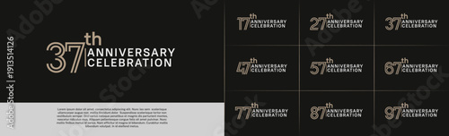 Anniversary logo type set with double line number. brown and white color for celebration event