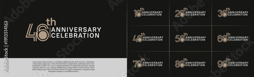Anniversary logo type set with double line number. brown and white color for celebration event