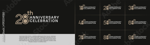 Anniversary logo type set with double line number. brown and white color for celebration event