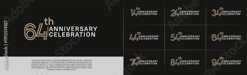 Anniversary logo type set with double line number. brown and white color for celebration event