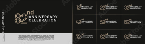 Anniversary logo type set with double line number. brown and white color for celebration event