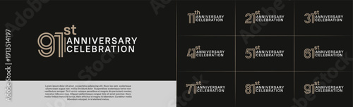 Anniversary logo type set with double line number. brown and white color for celebration event