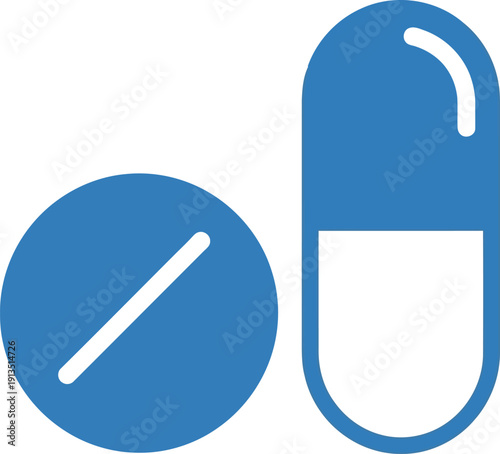 Blue medicine pills and capsule healthcare concept symbol medical treatment health pharmaceutical aid vector