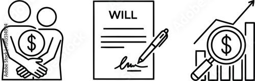 Estate planning wealth management family financial security legal document growth investment analysis vector