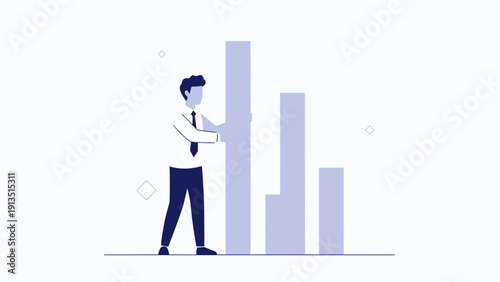 Businessman Arranging Bar Chart for Success and Growth