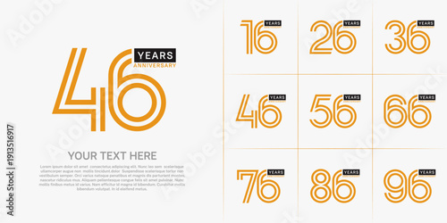 Anniversary logo type set with double line number. orange and black color can be use special moment