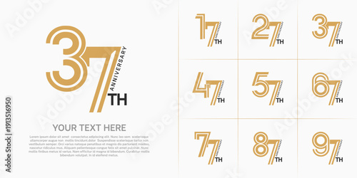 Anniversary logo type set with double line number. brown and black color can be use special moment