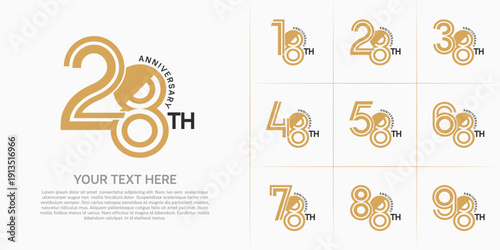 Anniversary logo type set with double line number. brown and black color can be use special moment
