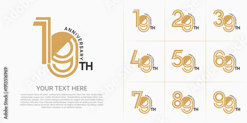 Anniversary logo type set with double line number. brown and black color can be use special moment