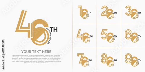Anniversary logo type set with double line number. brown and black color can be use special moment
