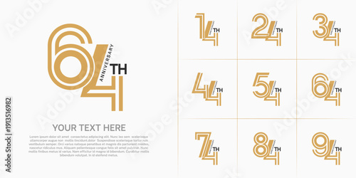 Anniversary logo type set with double line number. brown and black color can be use special moment