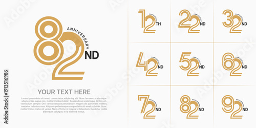 Anniversary logo type set with double line number. brown and black color can be use special moment