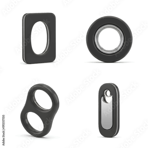 Four different types of silicone rings for men.
