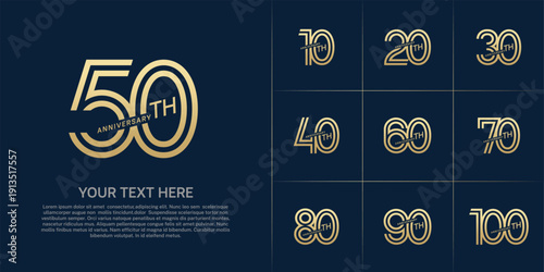 Anniversary logo type set with double line number. gold color can be use special moment
