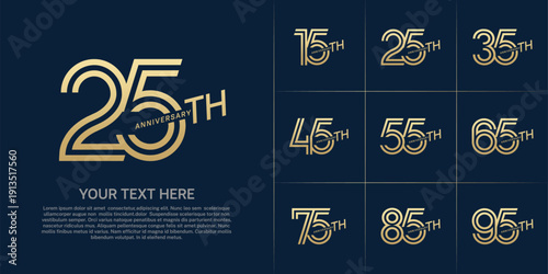 Anniversary logo type set with double line number. gold color can be use special moment