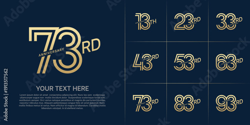 Anniversary logo type set with double line number. gold color can be use special moment