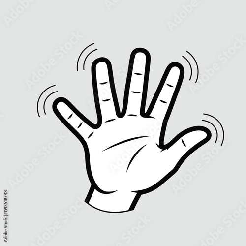 A hand with fingers spread apart and motion lines around it