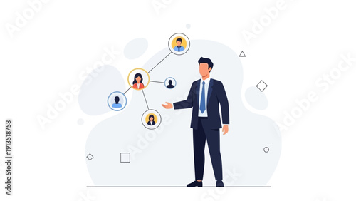 Business Man Connecting People Network