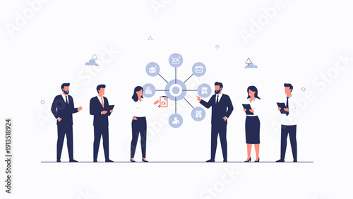 Business Team Collaborating on Digital Network Strategy