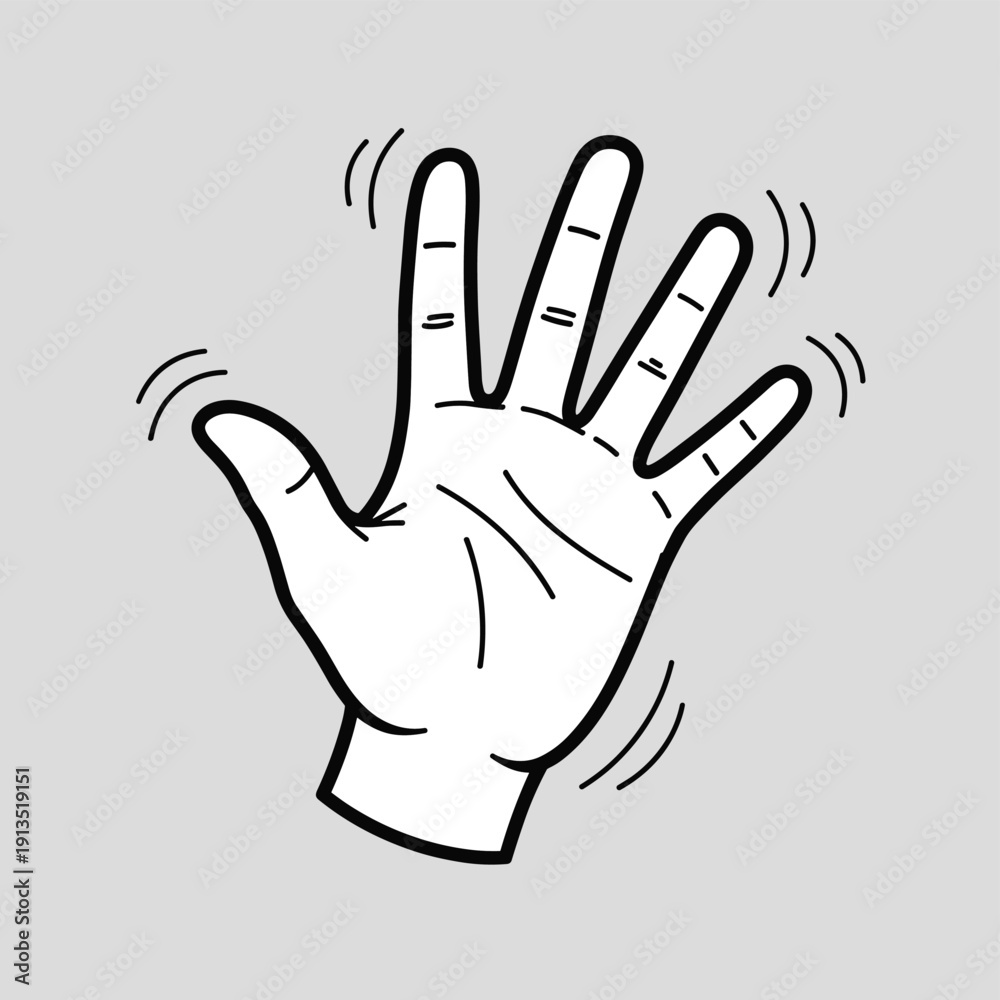 Obraz premium A cartoon hand waving with motion lines around the fingers