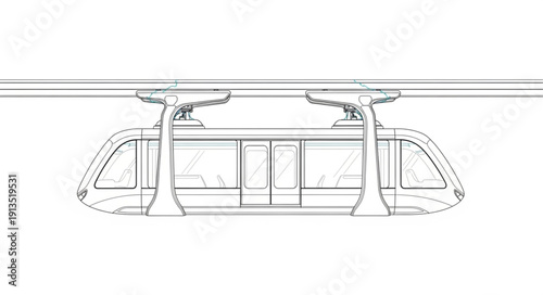Modern Monorail Train System Illustration.