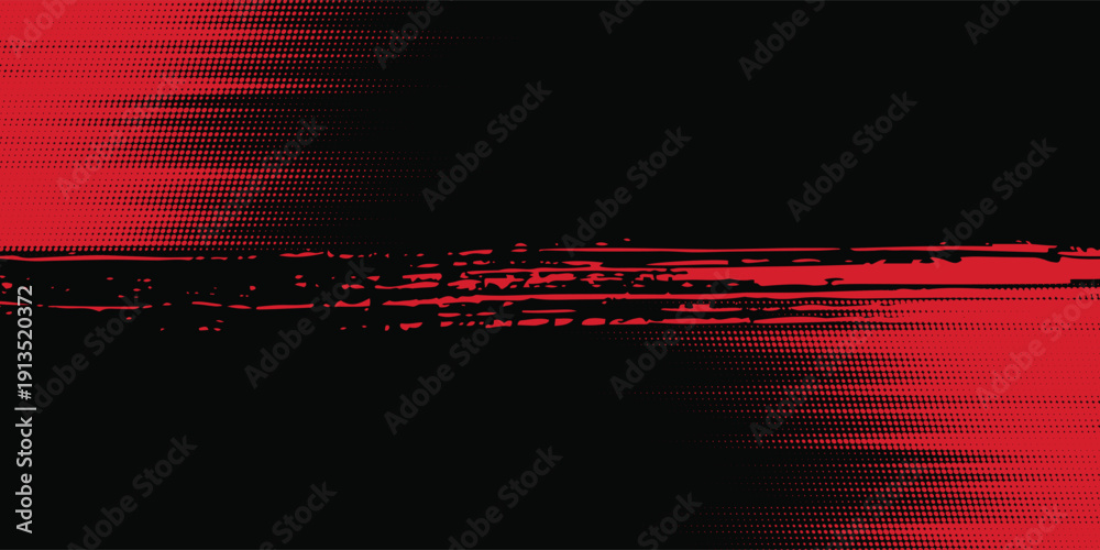 Fototapeta premium Dots halftone black and red color pattern gradient grunge texture background. Dots pop art comics sport style