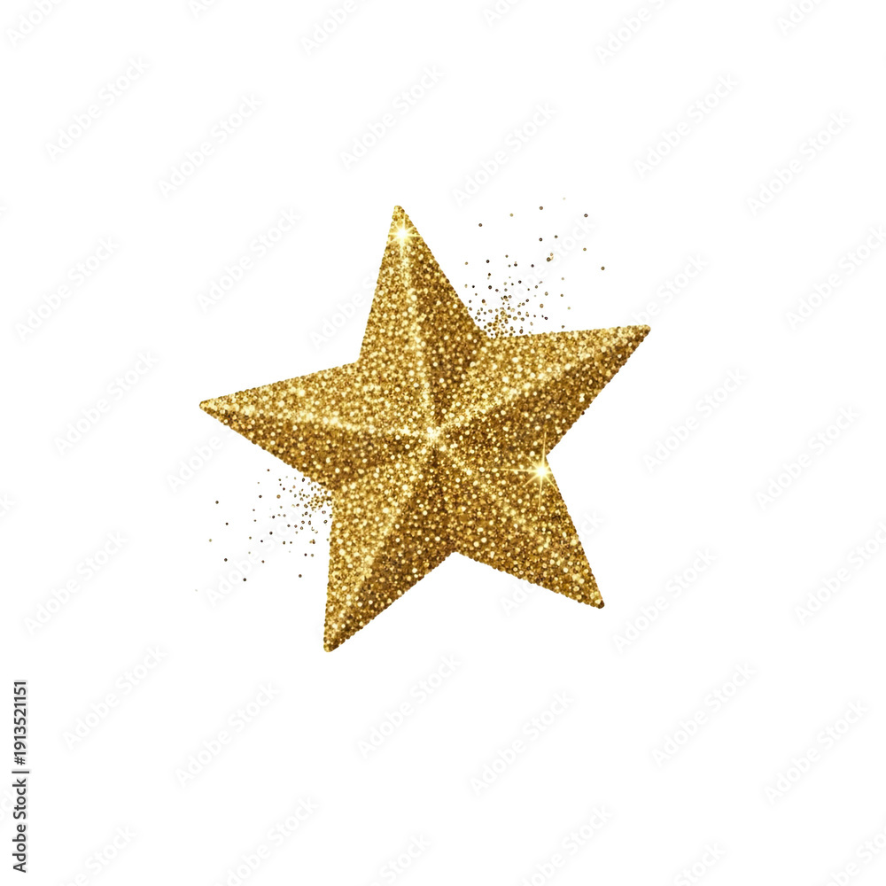 Fototapeta premium Glittering Golden Star on transparent Background Festive Celebration Sparkle Shine