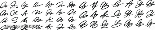 Handwritten signature style set clean flat vector decorative calligraphy marks abstract autograph design elements