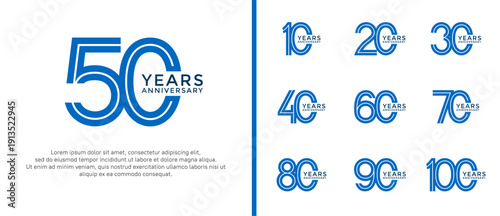 anniversary vector logo set, blue color can be use for celebration