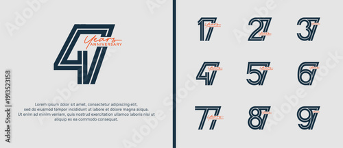 anniversary vector logo set, black and orange color with handwriting can be use for celebration