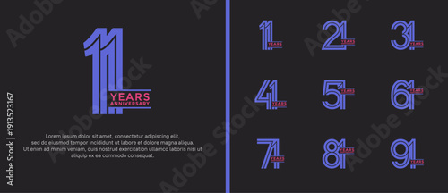 anniversary vector logo set, purple color can be use for celebration