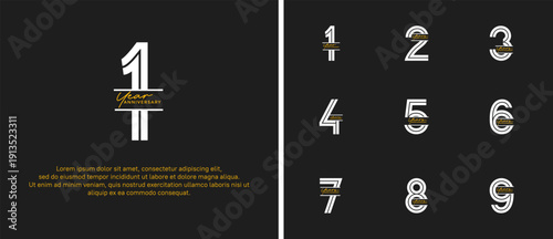 anniversary vector logo set, white color with handwriting can be use for celebration