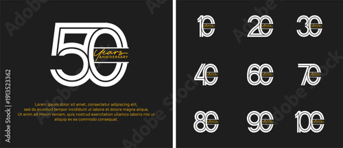 anniversary vector logo set, white color with handwriting can be use for celebration