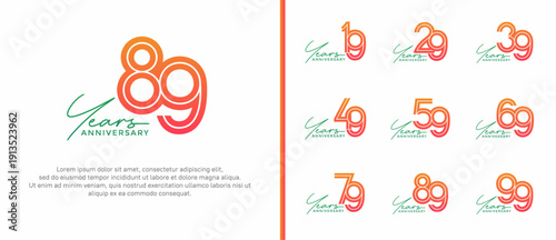 anniversary vector logo set, orange color with handwriting can be use for celebration