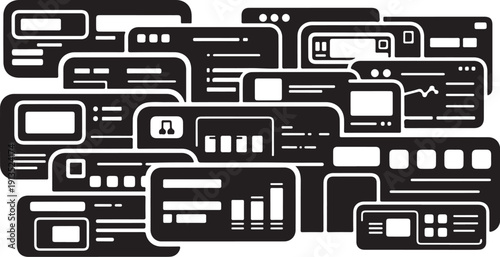 Collection of various computer and mobile app interface screens