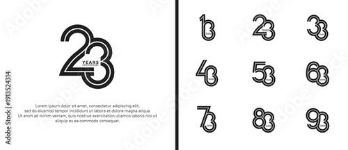 anniversary vector logo set, black color can be use for celebration
