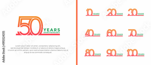 anniversary vector logo set, orange and green color can be use for celebration