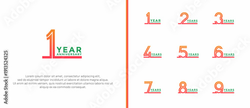 anniversary vector logo set, orange and green color can be use for celebration