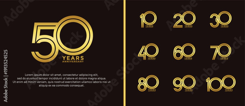 anniversary vector logo set, golden color can be use for celebration