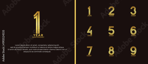 anniversary vector logo set, golden color can be use for celebration