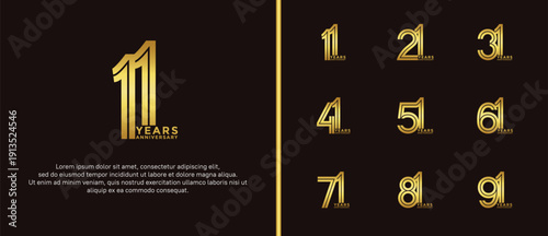 anniversary vector logo set, golden color can be use for celebration