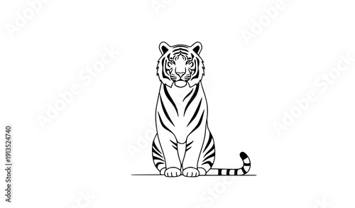 Minimal Line Art Tiger Vector T-Shirt Design Modern Unisex Animal Outline Illustration