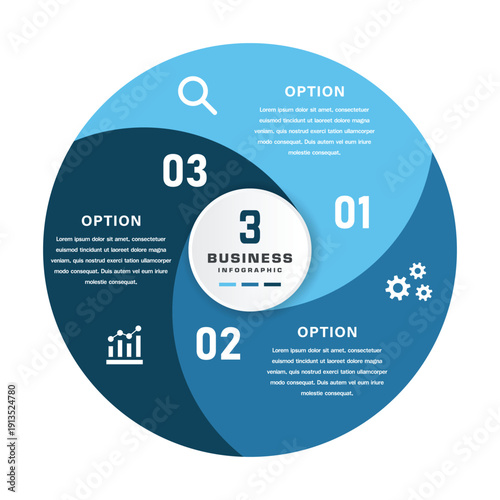 3 Segment Circular Business Infographic with Icons