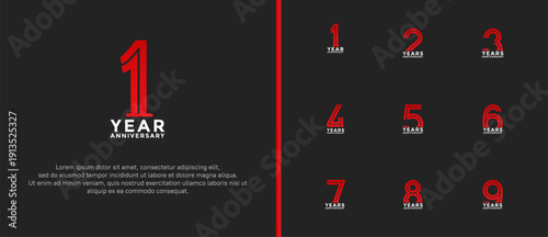 anniversary vector logo set, red and white color can be use for celebration