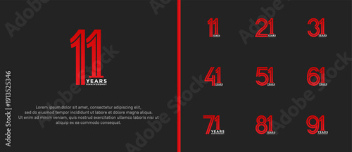 anniversary vector logo set, red and white color can be use for celebration
