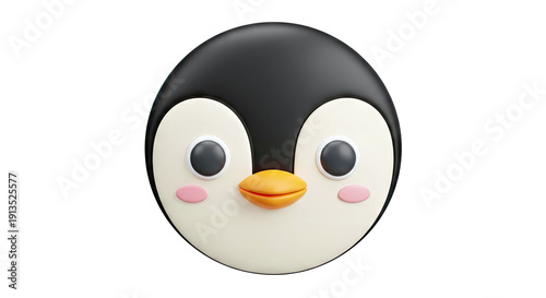Cute 3D Cartoon Penguin Face Icon